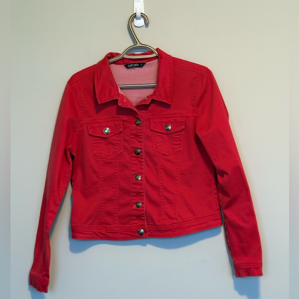 Suko Jeans red denim jacket. Ladies size L